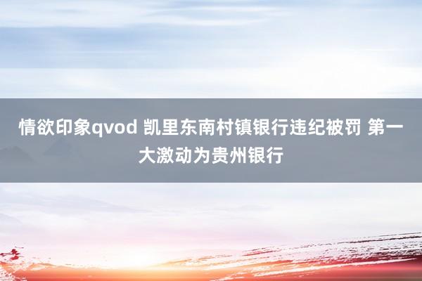 情欲印象qvod 凯里东南村镇银行违纪被罚 第一大激动为贵州银行