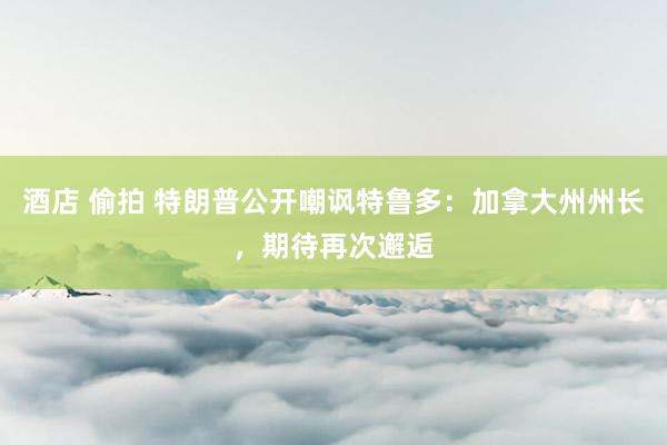 酒店 偷拍 特朗普公开嘲讽特鲁多：加拿大州州长，期待再次邂逅