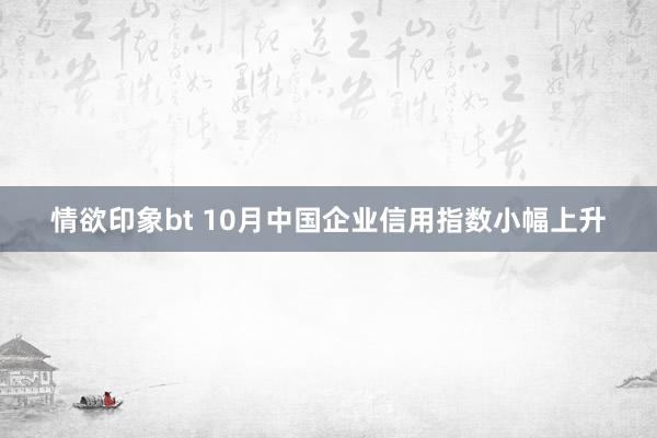 情欲印象bt 10月中国企业信用指数小幅上升