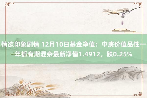 情欲印象剧情 12月10日基金净值：中庚价值品性一年抓有期混杂最新净值1.4912，跌0.25%