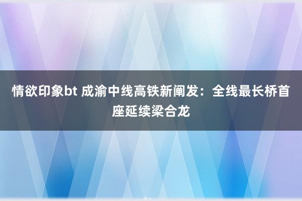 情欲印象bt 成渝中线高铁新阐发：全线最长桥首座延续梁合龙