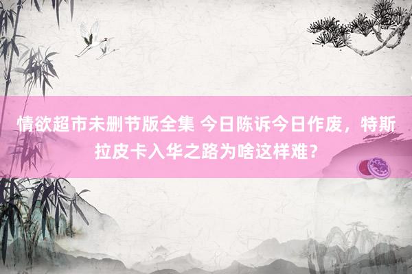 情欲超市未删节版全集 今日陈诉今日作废，特斯拉皮卡入华之路为啥这样难？