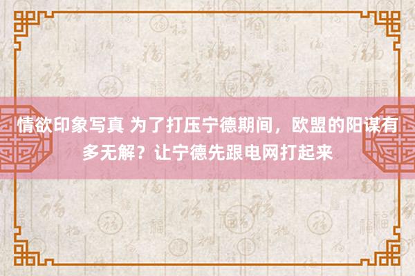 情欲印象写真 为了打压宁德期间，欧盟的阳谋有多无解？让宁德先跟电网打起来
