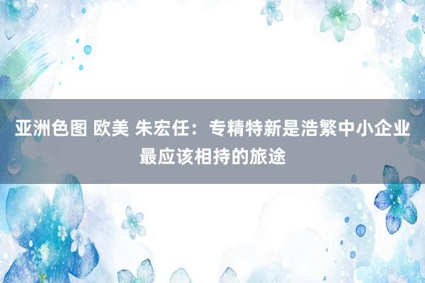亚洲色图 欧美 朱宏任：专精特新是浩繁中小企业最应该相持的旅途