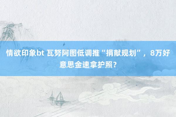 情欲印象bt 瓦努阿图低调推“捐献规划”，8万好意思金速拿护照？
