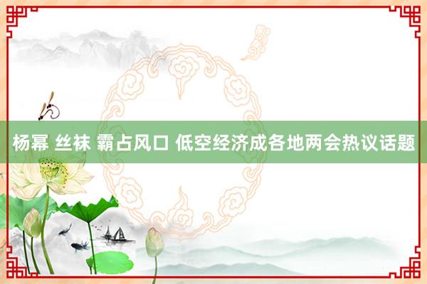 杨幂 丝袜 霸占风口 低空经济成各地两会热议话题