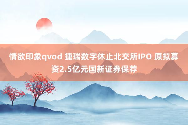 情欲印象qvod 捷瑞数字休止北交所IPO 原拟募资2.5亿元国新证券保荐