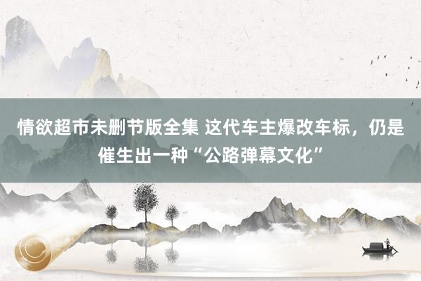 情欲超市未删节版全集 这代车主爆改车标，仍是催生出一种“公路弹幕文化”