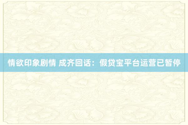 情欲印象剧情 成齐回话：假贷宝平台运营已暂停