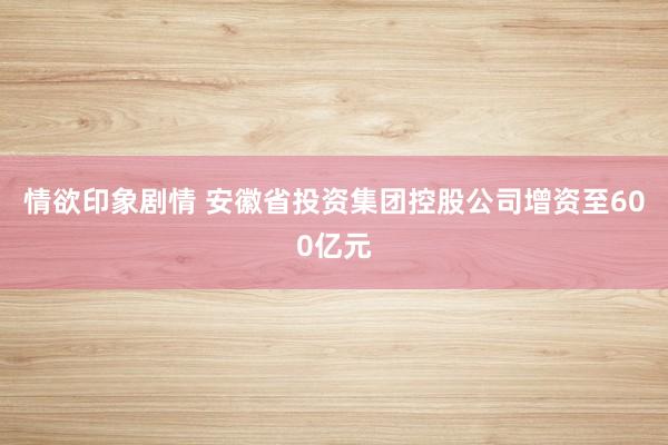 情欲印象剧情 安徽省投资集团控股公司增资至600亿元