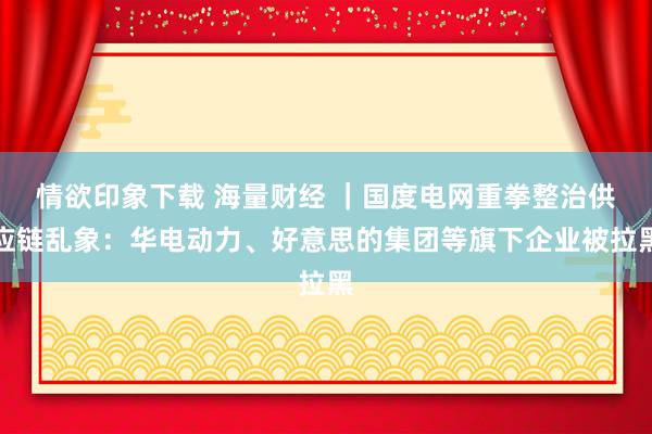 情欲印象下载 海量财经 ｜国度电网重拳整治供应链乱象：华电动力、好意思的集团等旗下企业被拉黑