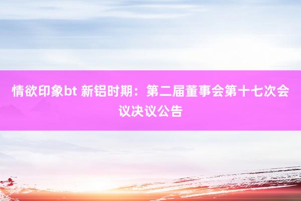 情欲印象bt 新铝时期：第二届董事会第十七次会议决议公告