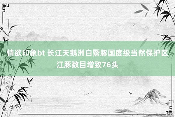 情欲印象bt 长江天鹅洲白鱀豚国度级当然保护区江豚数目增致76头