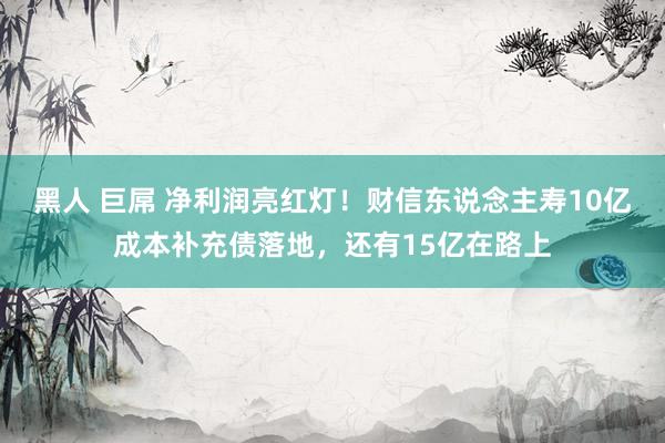 黑人 巨屌 净利润亮红灯！财信东说念主寿10亿成本补充债落地，还有15亿在路上