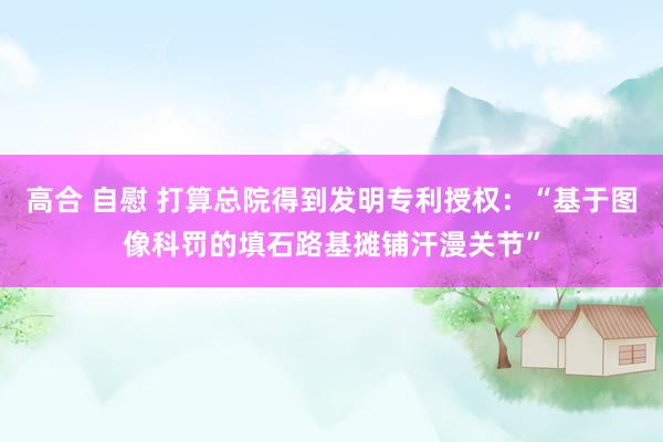 高合 自慰 打算总院得到发明专利授权：“基于图像科罚的填石路基摊铺汗漫关节”
