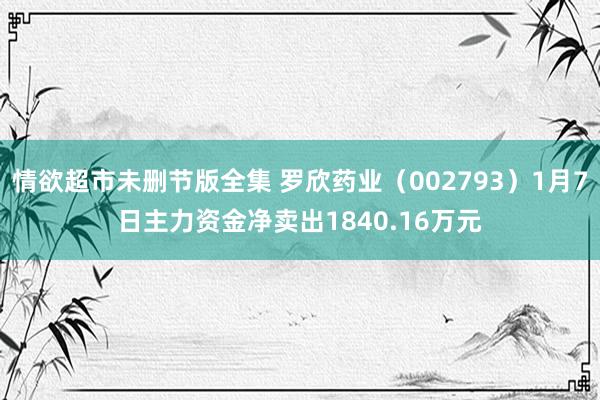 情欲超市未删节版全集 罗欣药业（002793）1月7日主力资金净卖出1840.16万元