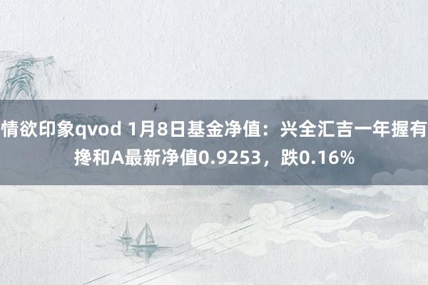 情欲印象qvod 1月8日基金净值：兴全汇吉一年握有搀和A最新净值0.9253，跌0.16%