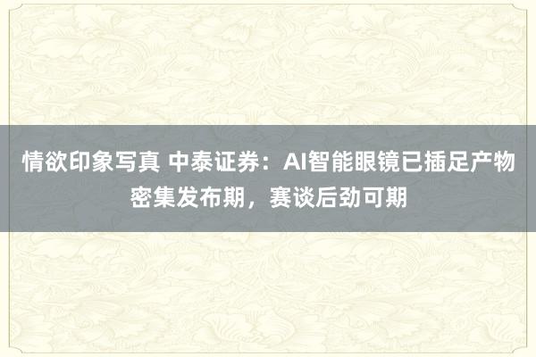 情欲印象写真 中泰证券：AI智能眼镜已插足产物密集发布期，赛谈后劲可期