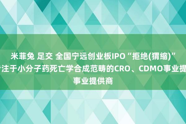米菲兔 足交 全国宁远创业板IPO“拒绝(猬缩)” 为专注于小分子药死亡学合成范畴的CRO、CDMO事业提供商
