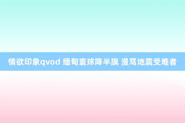 情欲印象qvod 缅甸寰球降半旗 漫骂地震受难者