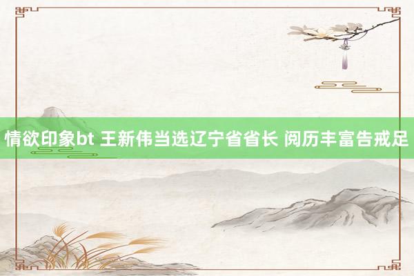 情欲印象bt 王新伟当选辽宁省省长 阅历丰富告戒足