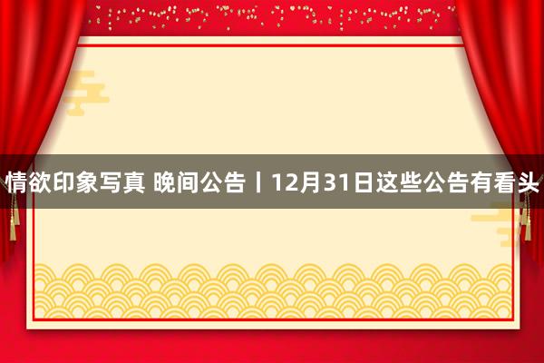 情欲印象写真 晚间公告丨12月31日这些公告有看头