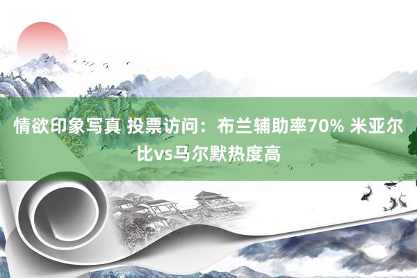 情欲印象写真 投票访问：布兰辅助率70% 米亚尔比vs马尔默热度高