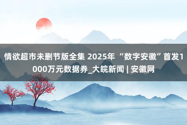 情欲超市未删节版全集 2025年 “数字安徽”首发1000万元数据券_大皖新闻 | 安徽网