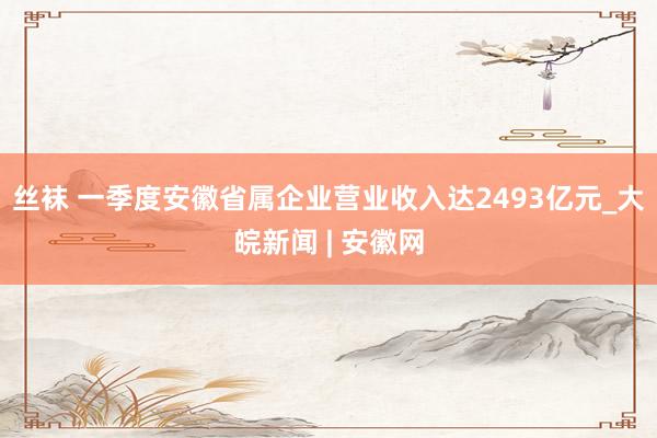 丝袜 一季度安徽省属企业营业收入达2493亿元_大皖新闻 | 安徽网