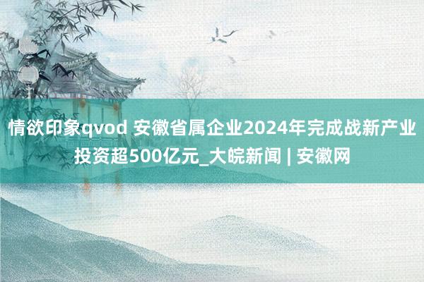 情欲印象qvod 安徽省属企业2024年完成战新产业投资超500亿元_大皖新闻 | 安徽网
