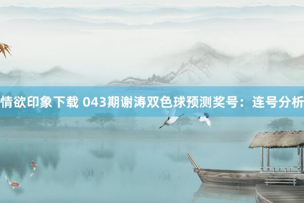 情欲印象下载 043期谢涛双色球预测奖号：连号分析